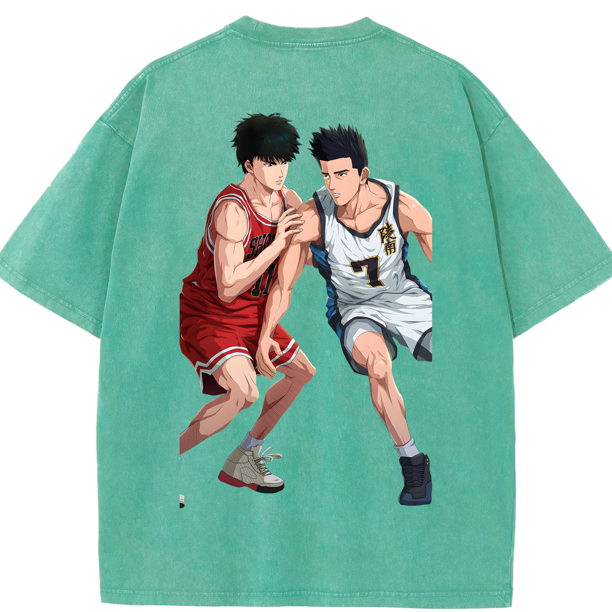 SLAM DUNK／スラムダンク 綿100% ヴィンテージ風 半袖Tシャツ（背面プリント）
